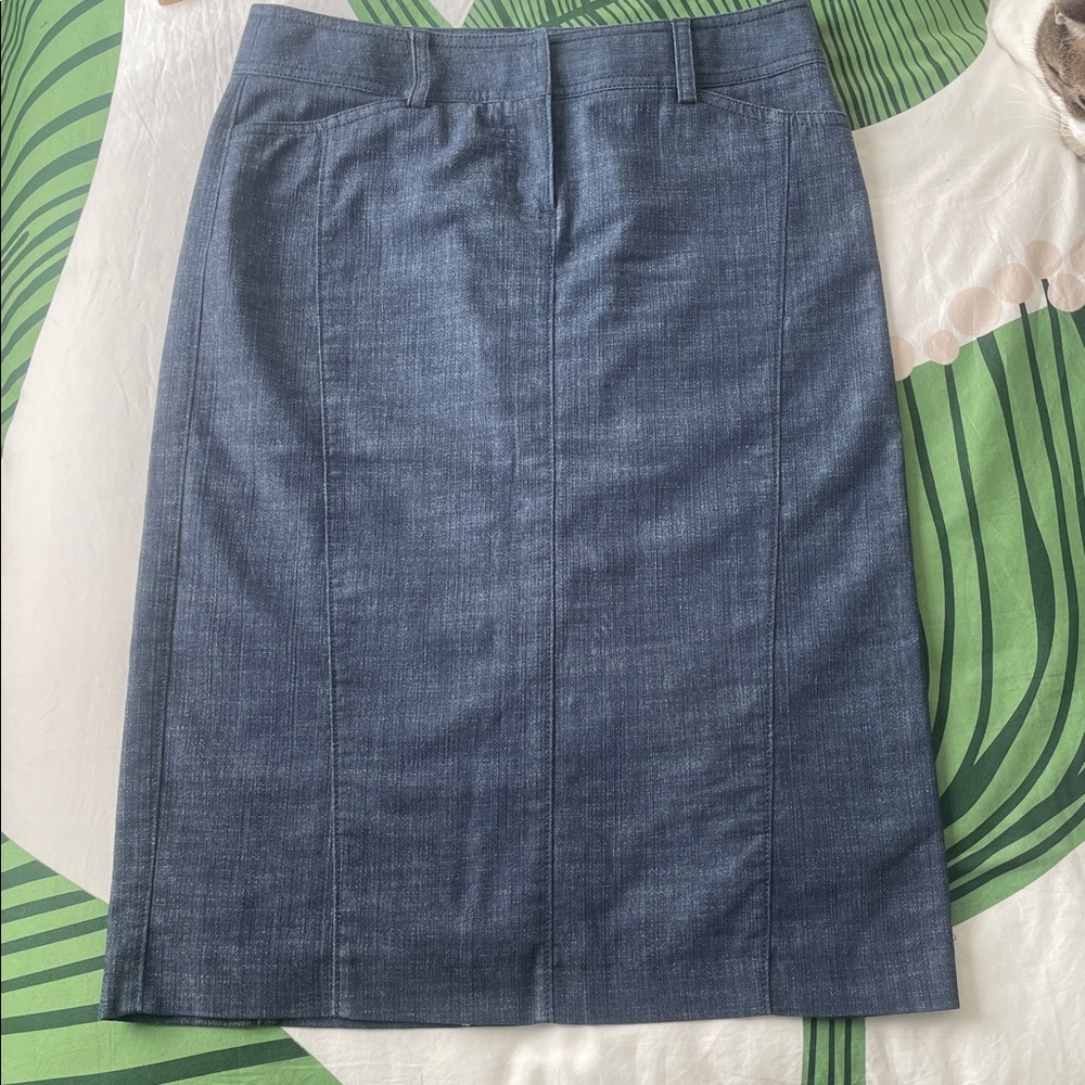 J. Crew Blue Pencil Skirt Knee-Length Style
